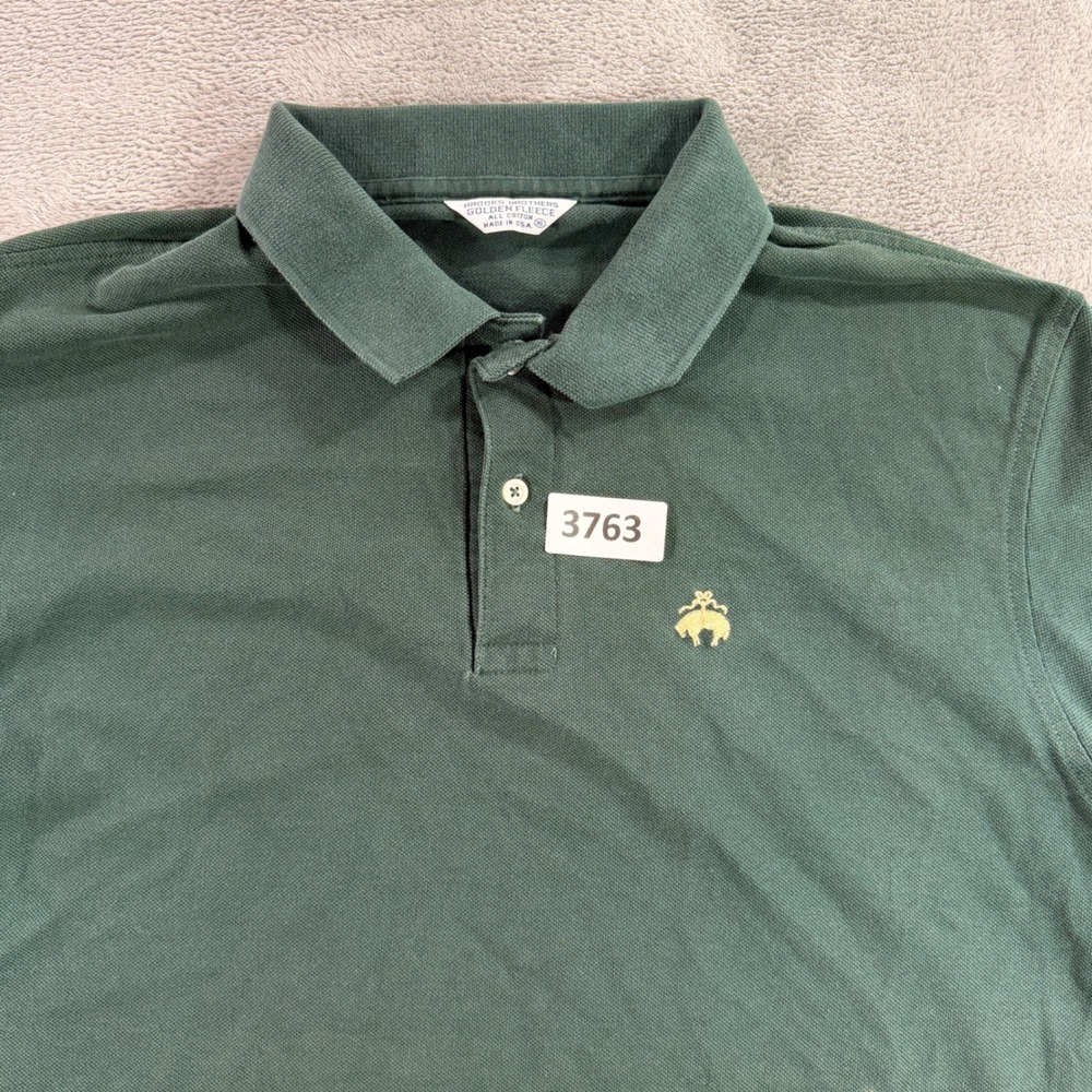 Brooks Brothers Polo Shirt Mens XL Green Golden Fleece Made in USA Pique Cotton